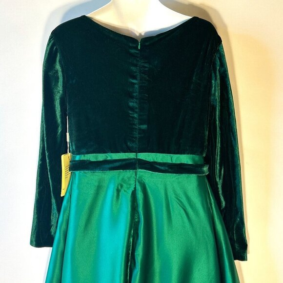 Vintage NWT Kelly Green Velvet & Satin Formal Gown Old Hollywood Prom Wedding - Picture 4 of 10